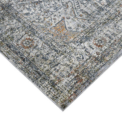 8' X 10' Ivory Gray And Rust Oriental Area Rug