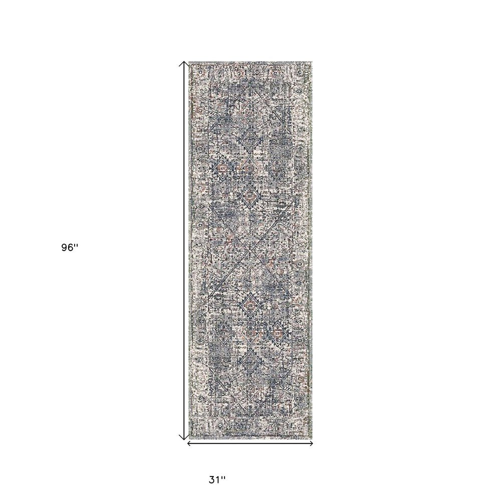 2' X 3' Ivory Gray And Rust Oriental Area Rug