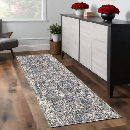 2' X 3' Ivory Gray And Rust Oriental Area Rug
