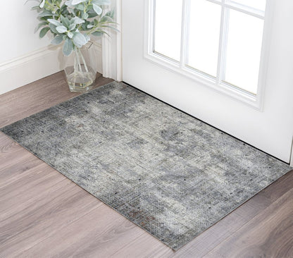 2' X 3' Ivory Black And Gray Abstract Area Rug