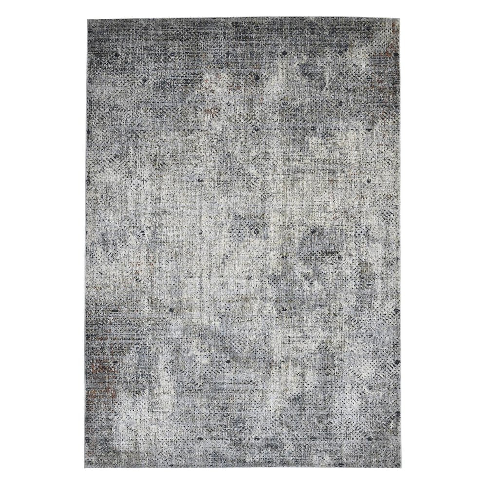 10' X 14' Ivory Black And Gray Abstract Area Rug