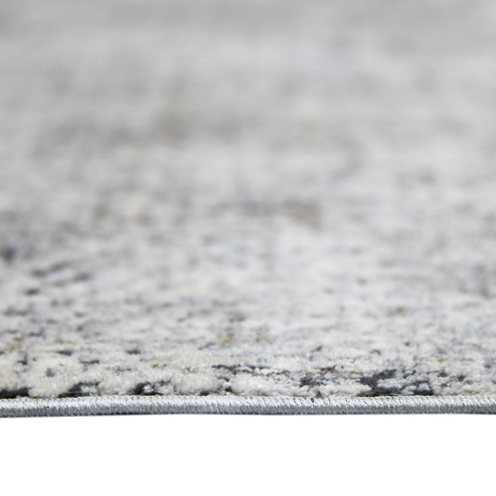 10' X 14' Ivory Black And Gray Abstract Area Rug