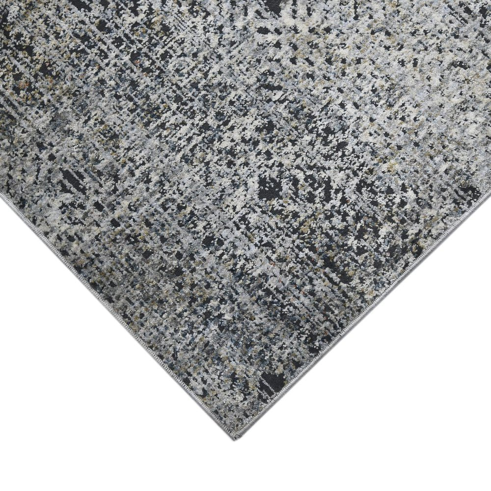 10' X 14' Ivory Black And Gray Abstract Area Rug