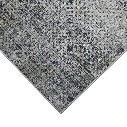10' X 14' Ivory Black And Gray Abstract Area Rug