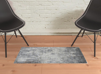 2' X 3' Ivory Black and Gray Abstract Power Loom Area Rug