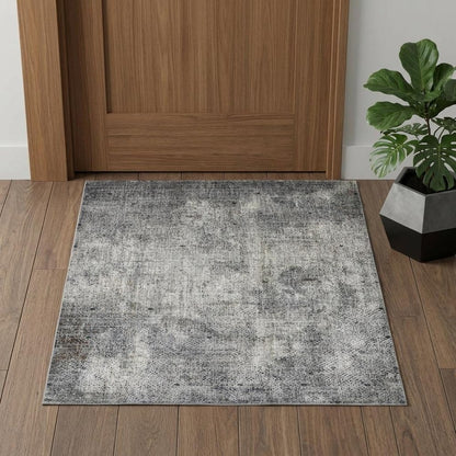 2' X 3' Ivory Black And Gray Abstract Area Rug