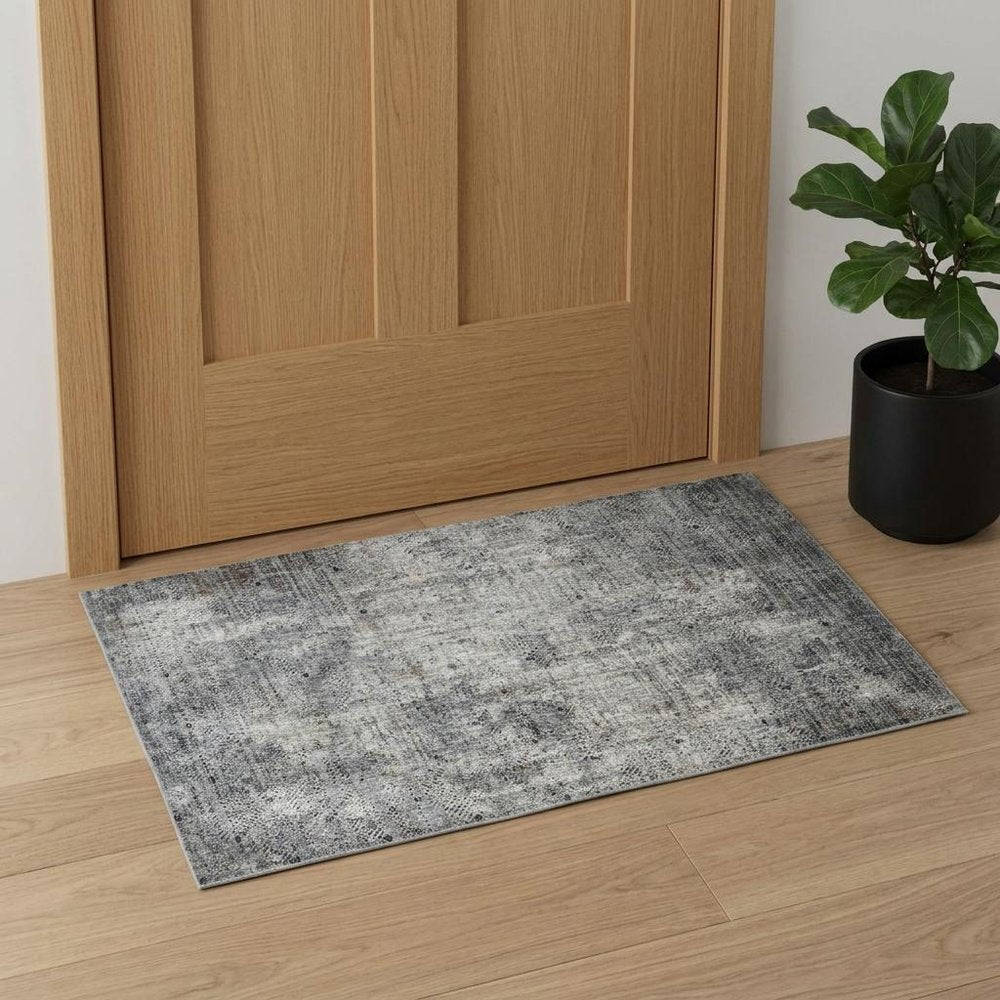 10' X 14' Ivory Black And Gray Abstract Area Rug
