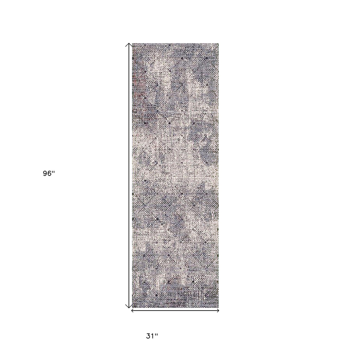 2' X 3' Ivory Black and Gray Abstract Power Loom Area Rug