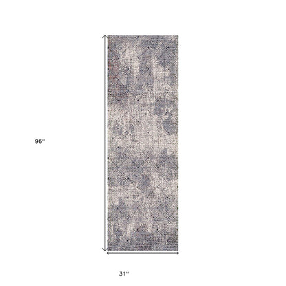 2' X 3' Ivory Black and Gray Abstract Power Loom Area Rug