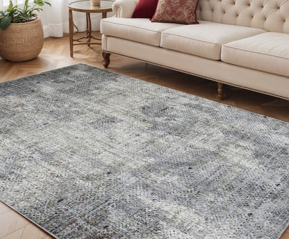 2' X 3' Ivory Black And Gray Abstract Area Rug