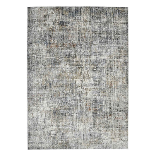 8' Ivory Gray And Brick Red Abstract Runner Rug