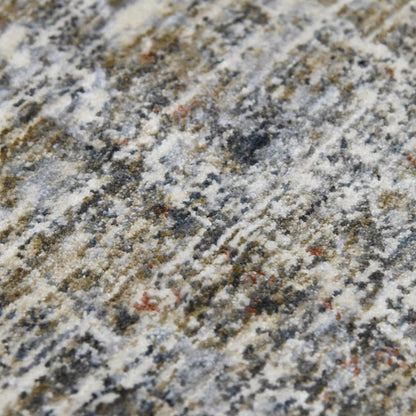 8' Ivory Gray And Brick Red Abstract Runner Rug