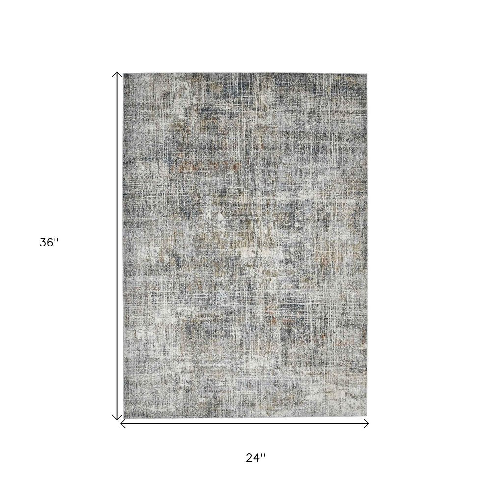 2' X 3' Ivory Gray And Brick Red Abstract Area Rug