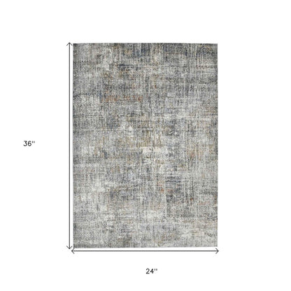 8' Ivory Gray And Brick Red Abstract Runner Rug