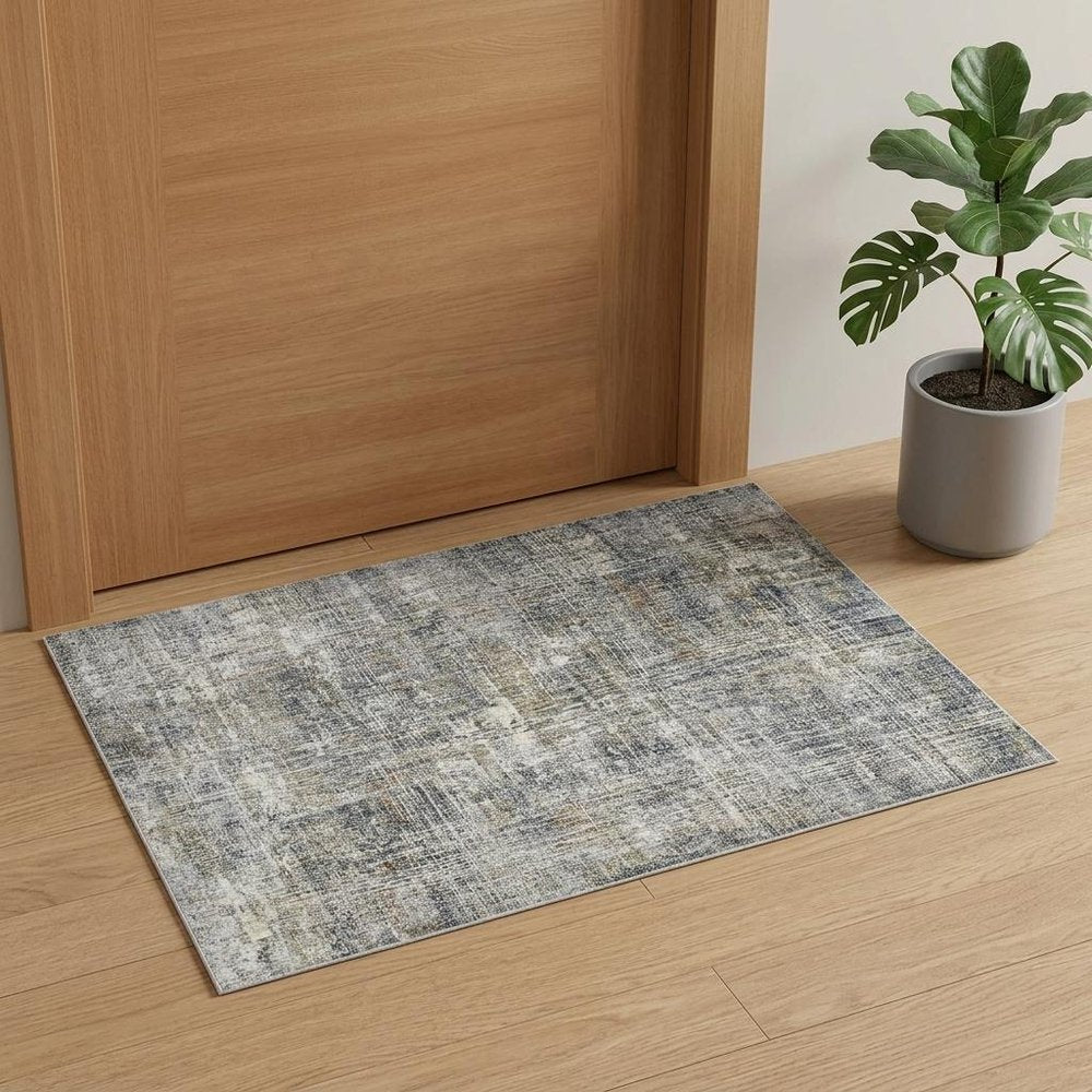2' X 3' Ivory Gray And Brick Red Abstract Area Rug