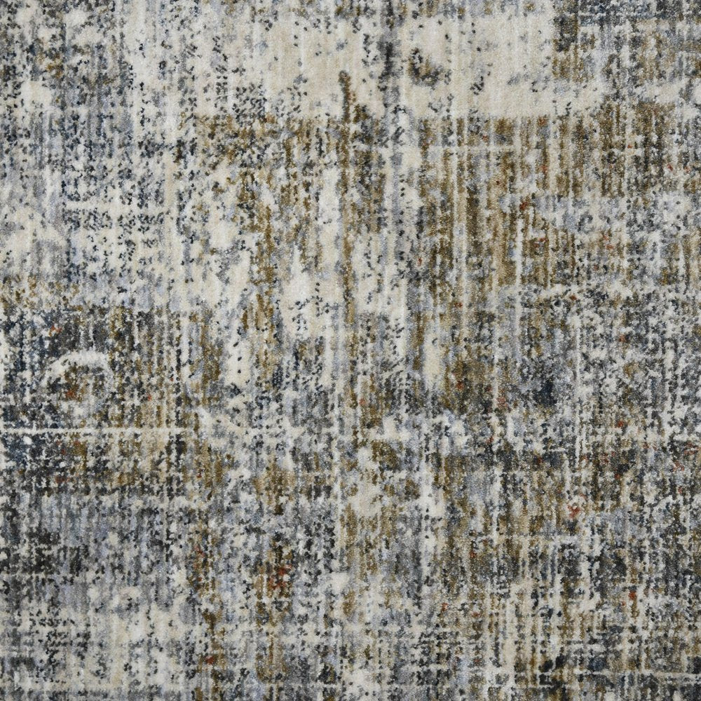 8' Ivory Gray And Brick Red Abstract Runner Rug