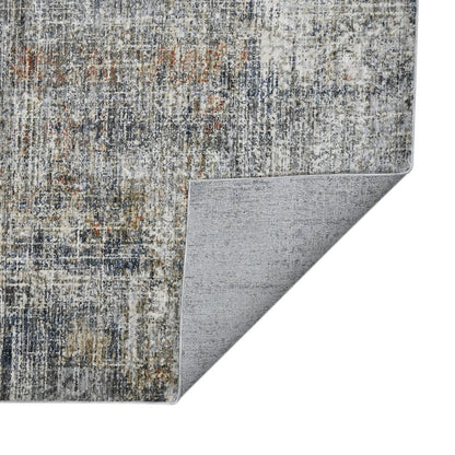 8' Ivory Gray And Brick Red Abstract Runner Rug