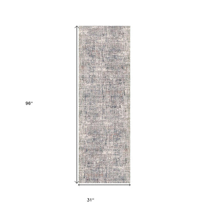 2' X 3' Ivory Navy and Gray Abstract Power Loom Area Rug