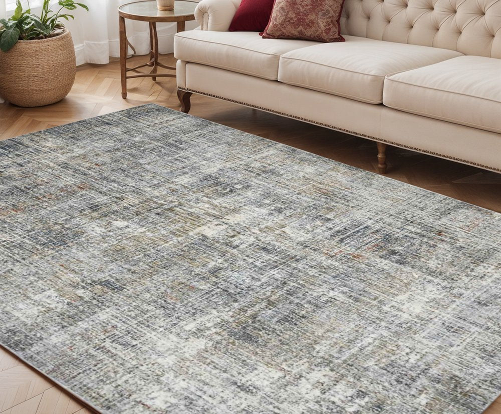 2' X 3' Ivory Gray And Brick Red Abstract Area Rug