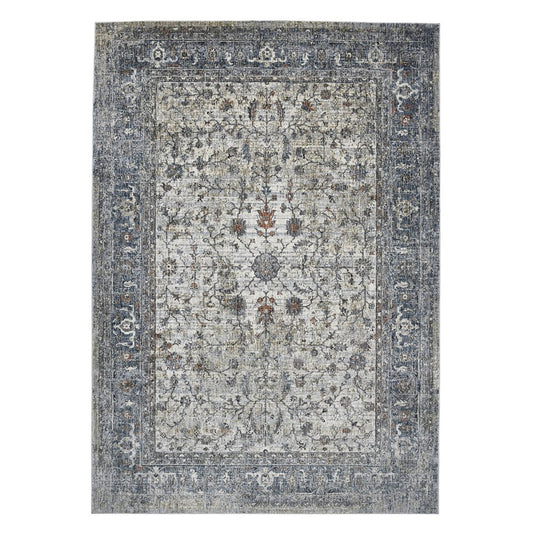 2' X 3' Ivory Blue And Gray Oriental Area Rug