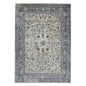 8' Ivory Blue And Gray Oriental Runner Rug