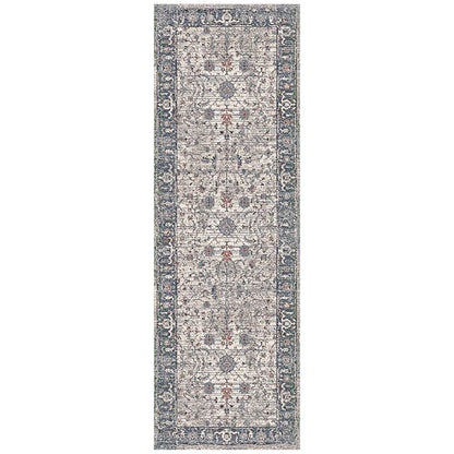 2' X 3' Ivory Blue And Gray Oriental Area Rug