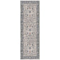 8' Ivory Blue And Gray Oriental Runner Rug