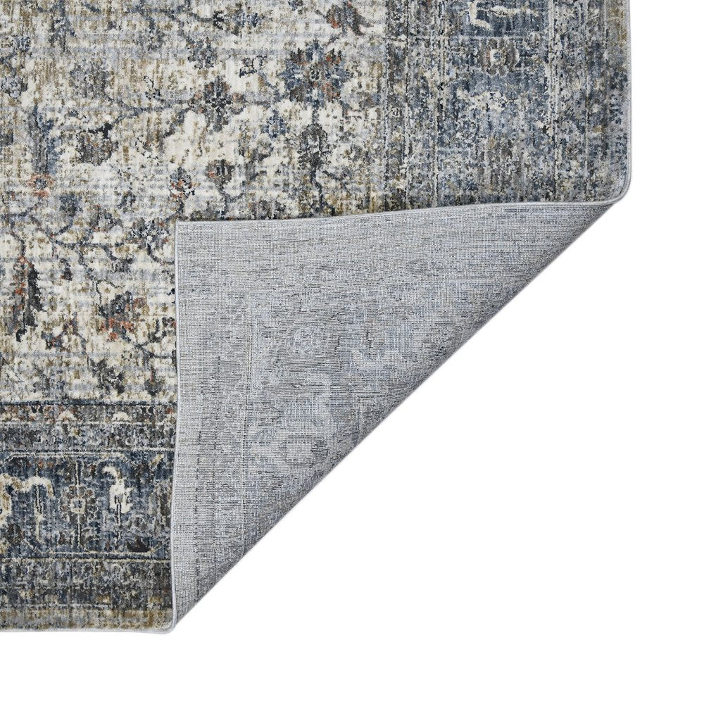 2' X 3' Ivory Blue And Gray Oriental Area Rug