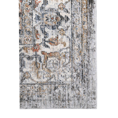 2' X 3' Ivory Charcoal and Orange Oriental Power Loom Area Rug