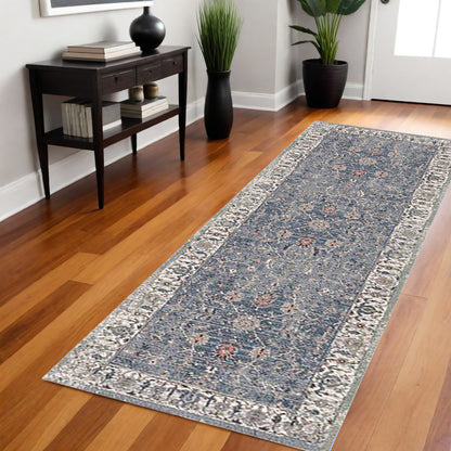 2' X 3' Ivory Charcoal and Orange Oriental Power Loom Area Rug