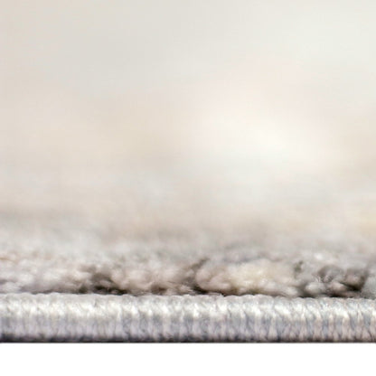 8' Ivory Charcoal And Brick Red Oriental Runner Rug