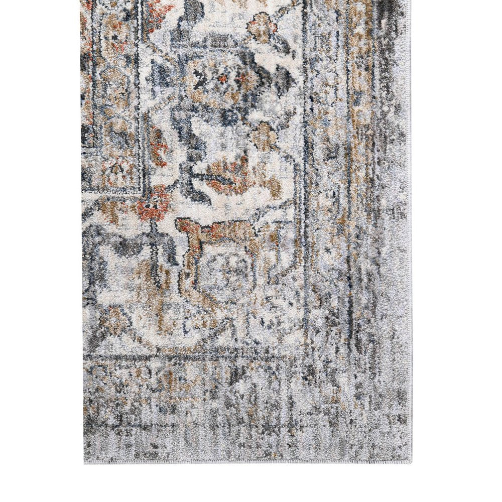2' X 3' Ivory Charcoal And Brick Red Oriental Area Rug