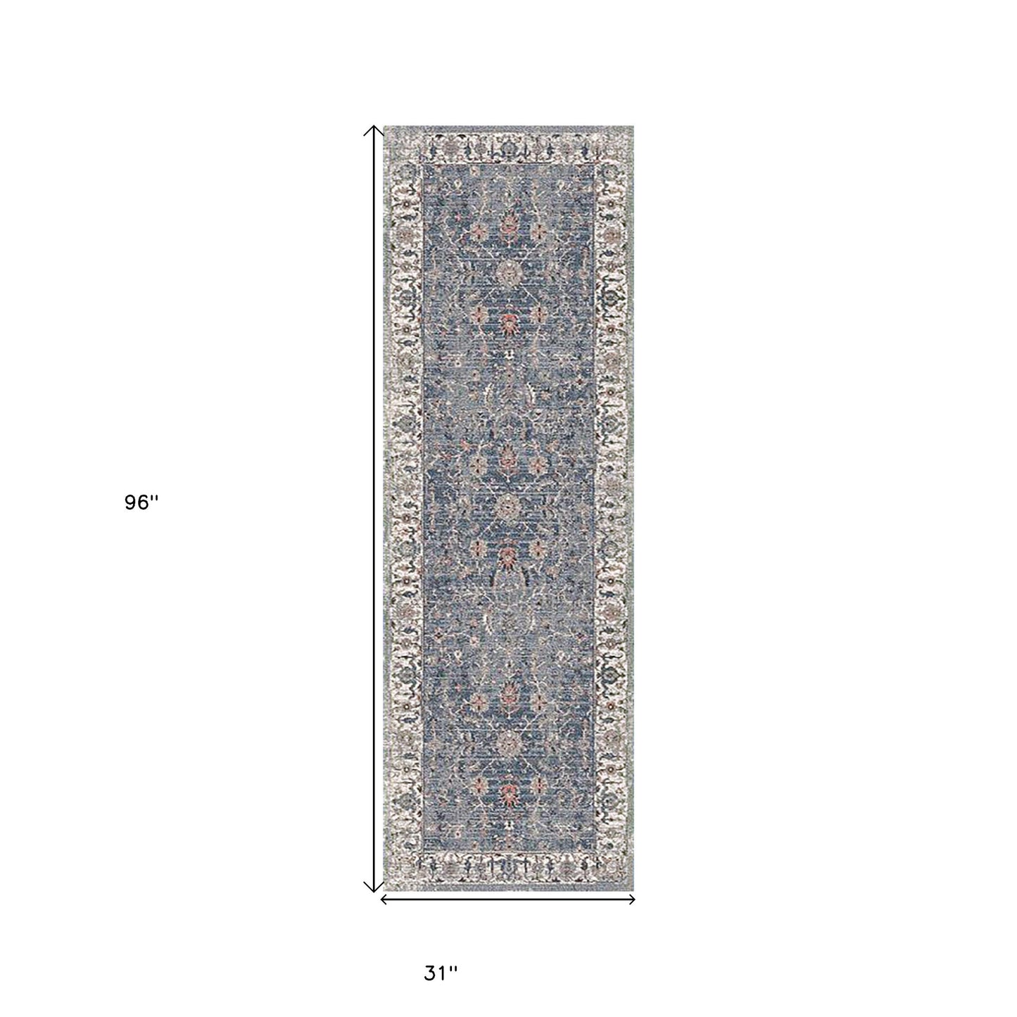 2' X 3' Ivory Charcoal and Orange Oriental Power Loom Area Rug