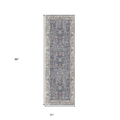 2' X 3' Ivory Charcoal and Orange Oriental Power Loom Area Rug