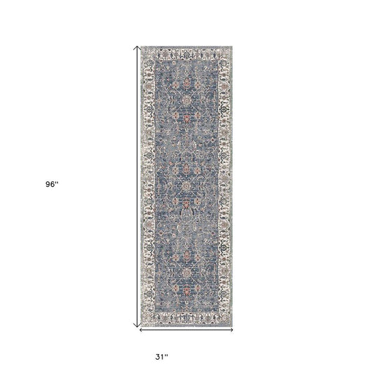 2' X 3' Ivory Charcoal And Brick Red Oriental Area Rug