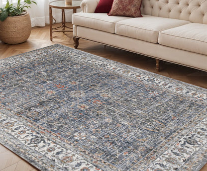 2' X 3' Ivory Charcoal And Brick Red Oriental Area Rug