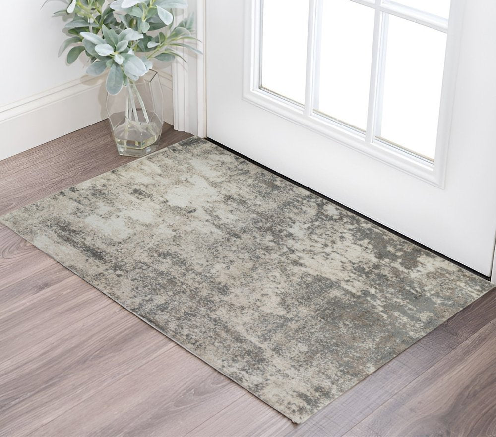 2' X 3' Ivory And Gray Abstract Area Rug