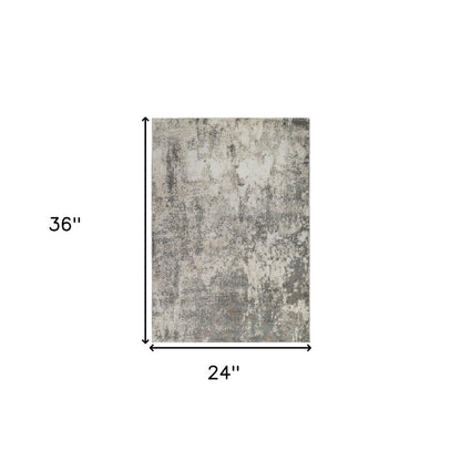 2' X 3' Ivory And Gray Abstract Area Rug