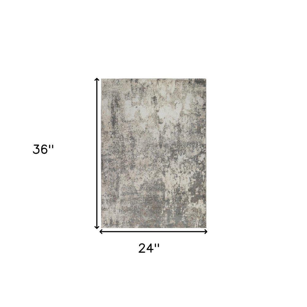 2' X 3' Ivory And Gray Abstract Area Rug