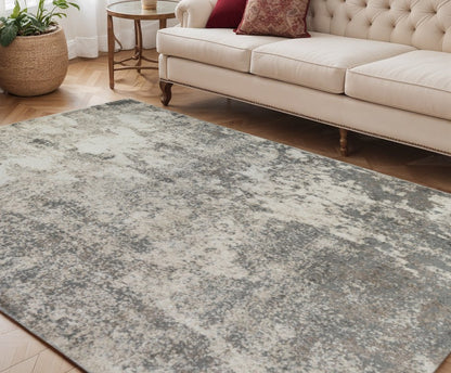 2' X 3' Ivory And Gray Abstract Area Rug