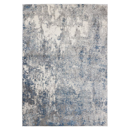 9' X 12' Gray And Light Blue Abstract Area Rug