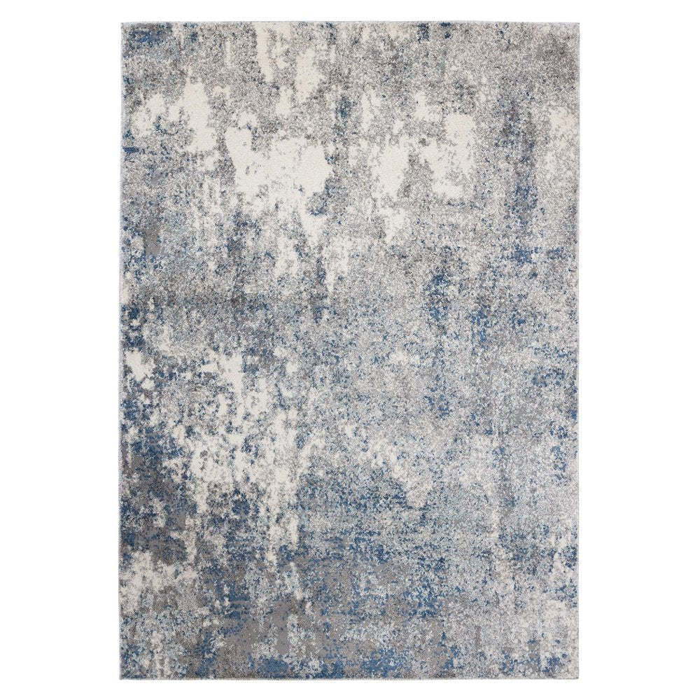 9' X 12' Gray And Light Blue Abstract Area Rug