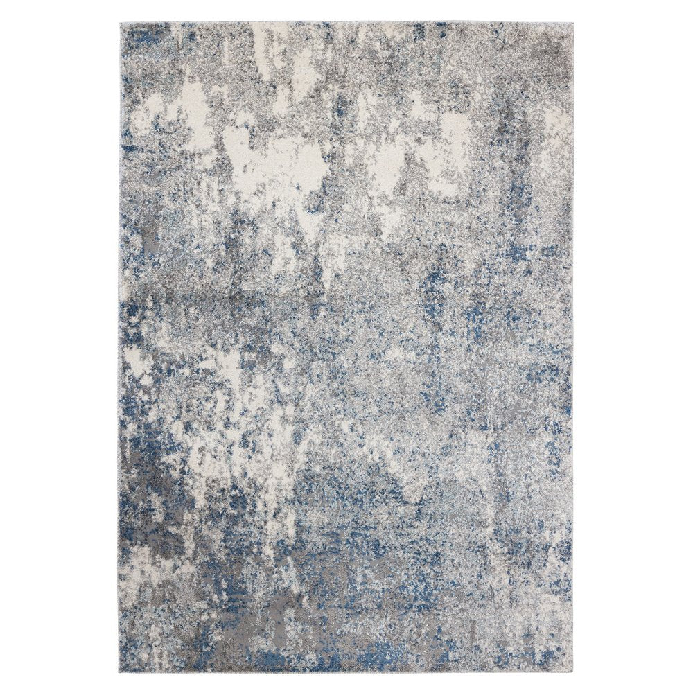 9' X 12' Gray And Light Blue Abstract Area Rug