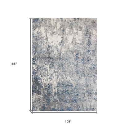 9' X 12' Gray And Light Blue Abstract Area Rug