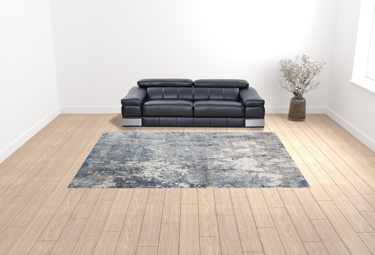 9' X 12' Gray and Light Blue Abstract Power Loom Area Rug