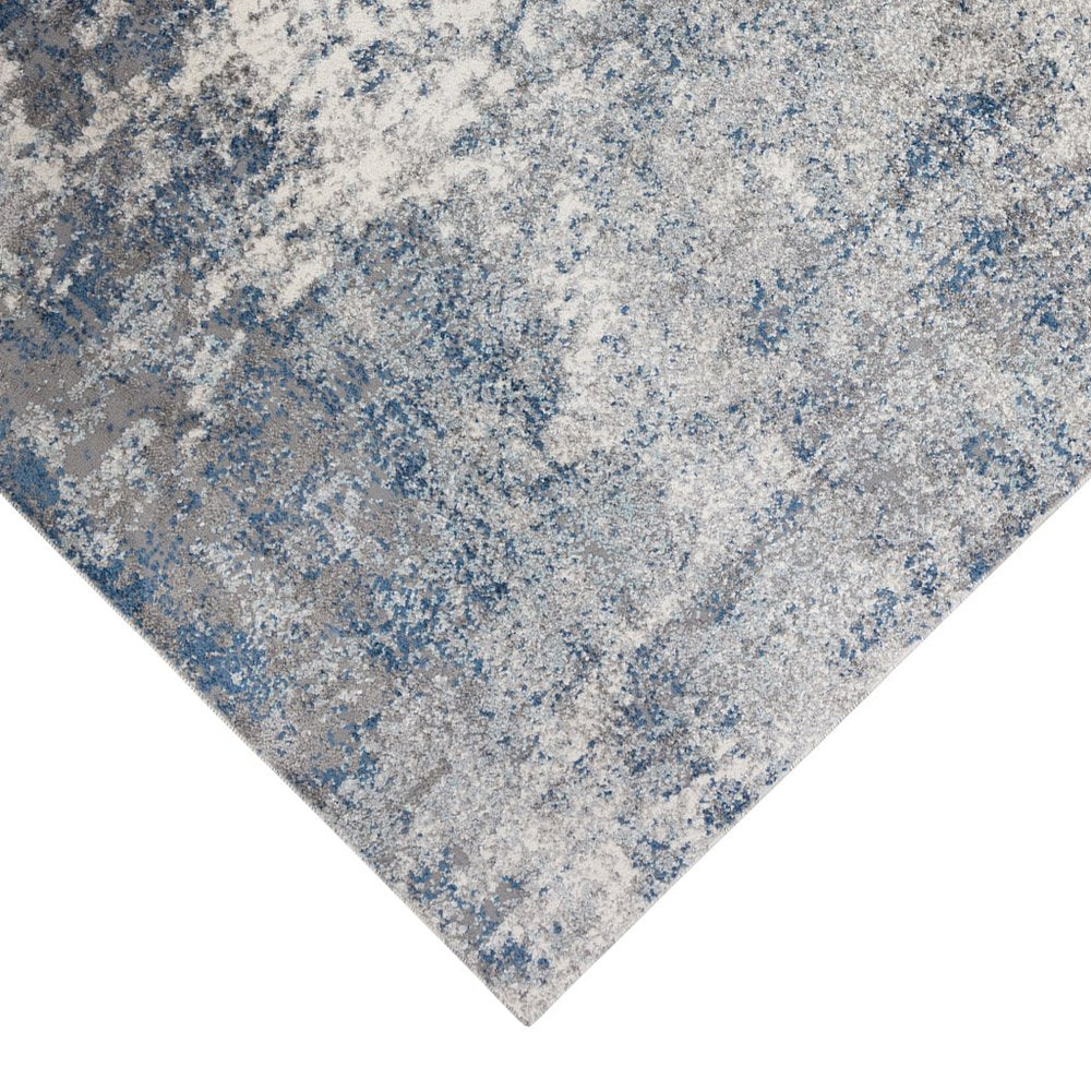 9' X 12' Gray And Light Blue Abstract Area Rug