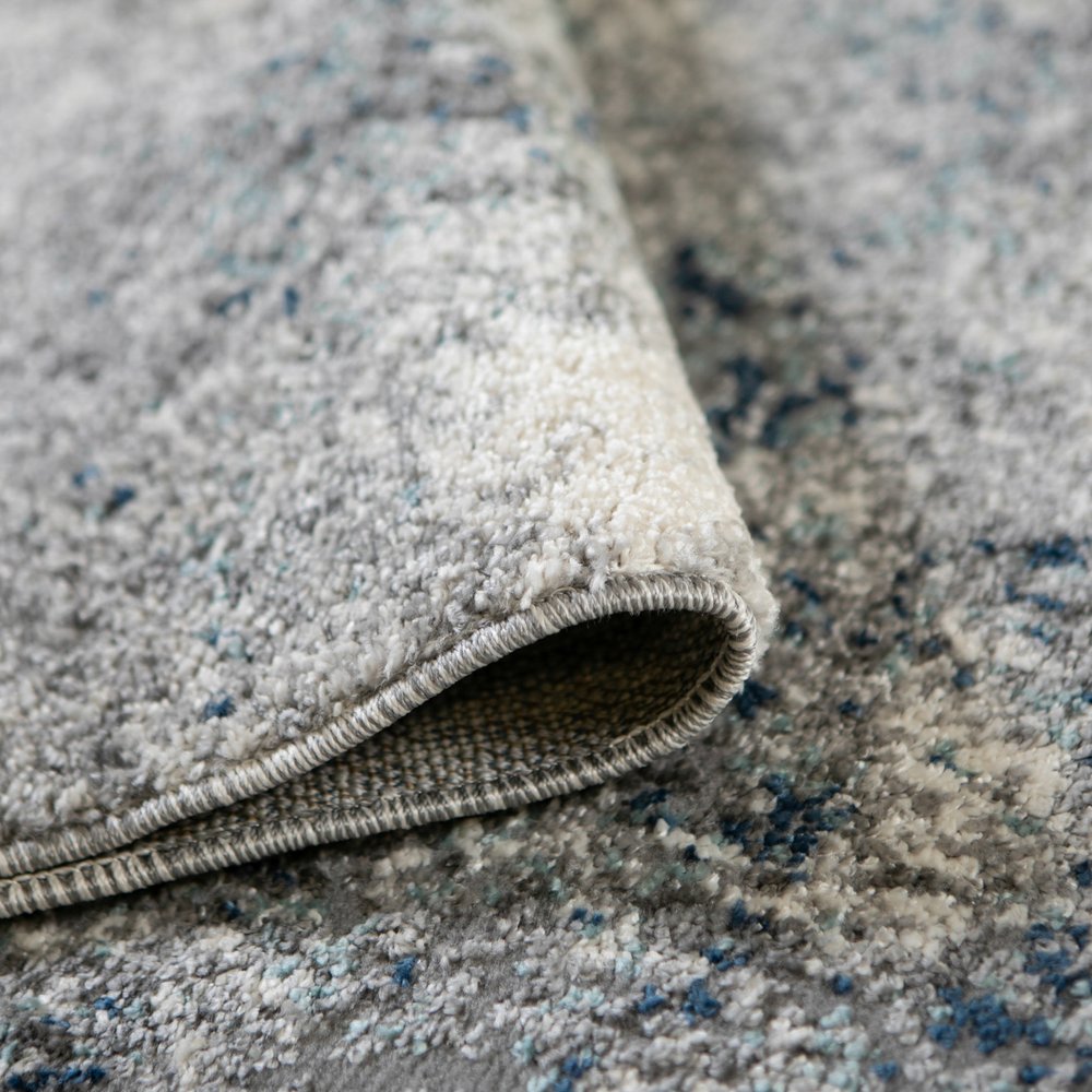 9' X 12' Gray And Light Blue Abstract Area Rug