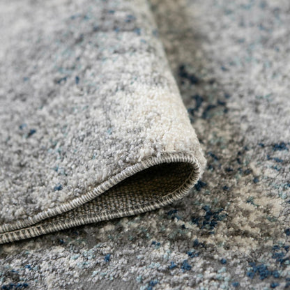 9' X 12' Gray And Light Blue Abstract Area Rug