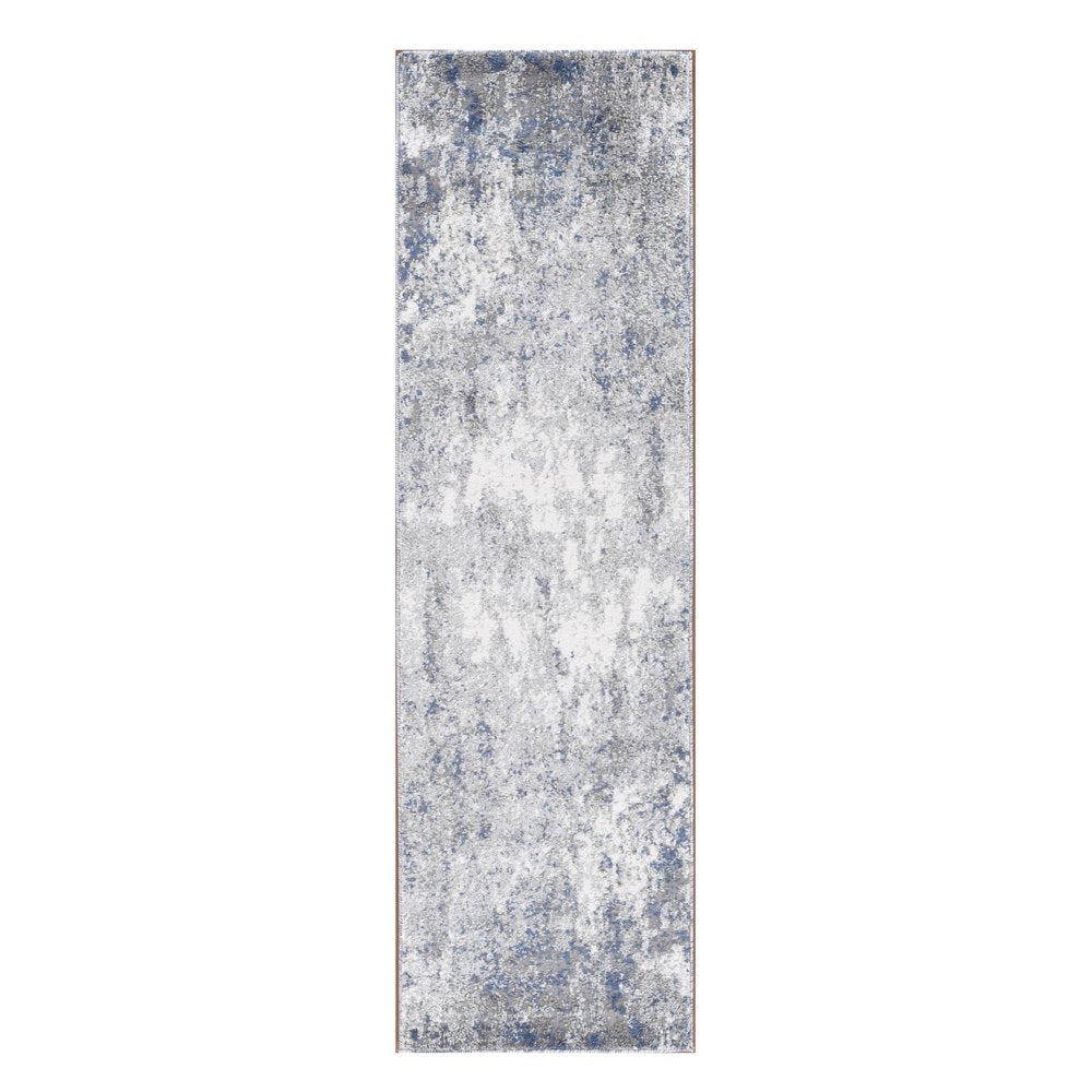 9' X 12' Gray And Light Blue Abstract Area Rug