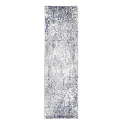 9' X 12' Gray And Light Blue Abstract Area Rug